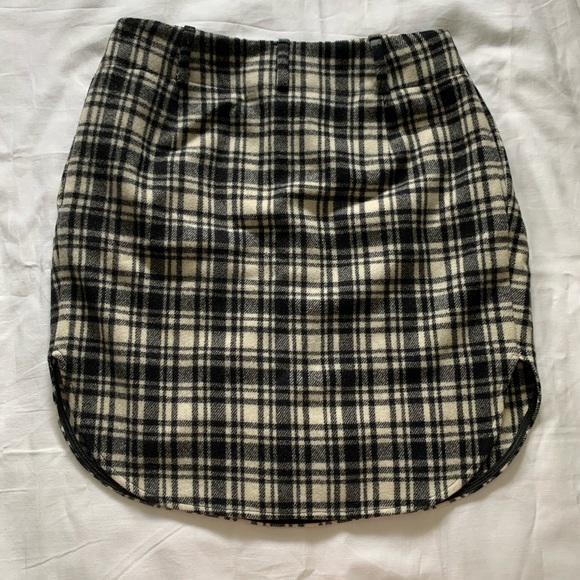 max mara black & ivory cinched plaid wool skirt - Picture 2 of 9